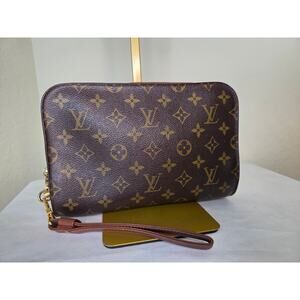 Louis Vuitton Monogram Orsay Pochette Wristlet Clutch AR0082 Made in France LV